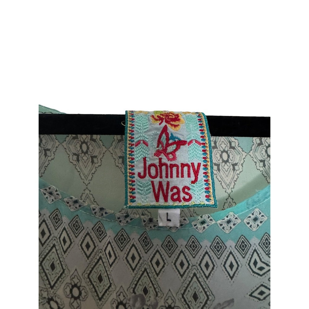 Johnny Was Artsy  Print Rayon Tunic Top Boho Light Airy Loose Fit Sz L - Picture 4 of 8